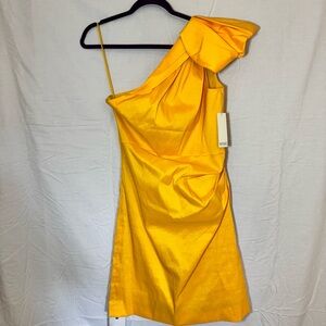 Badgley Mischka NWT Vibrant Yellow One-Shoulder Dress